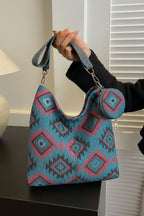 ERONAA Artisan Woven Shoulder Bag for Women | Geometric Fabric Tote with Adjustable Strap & Mini Pouch